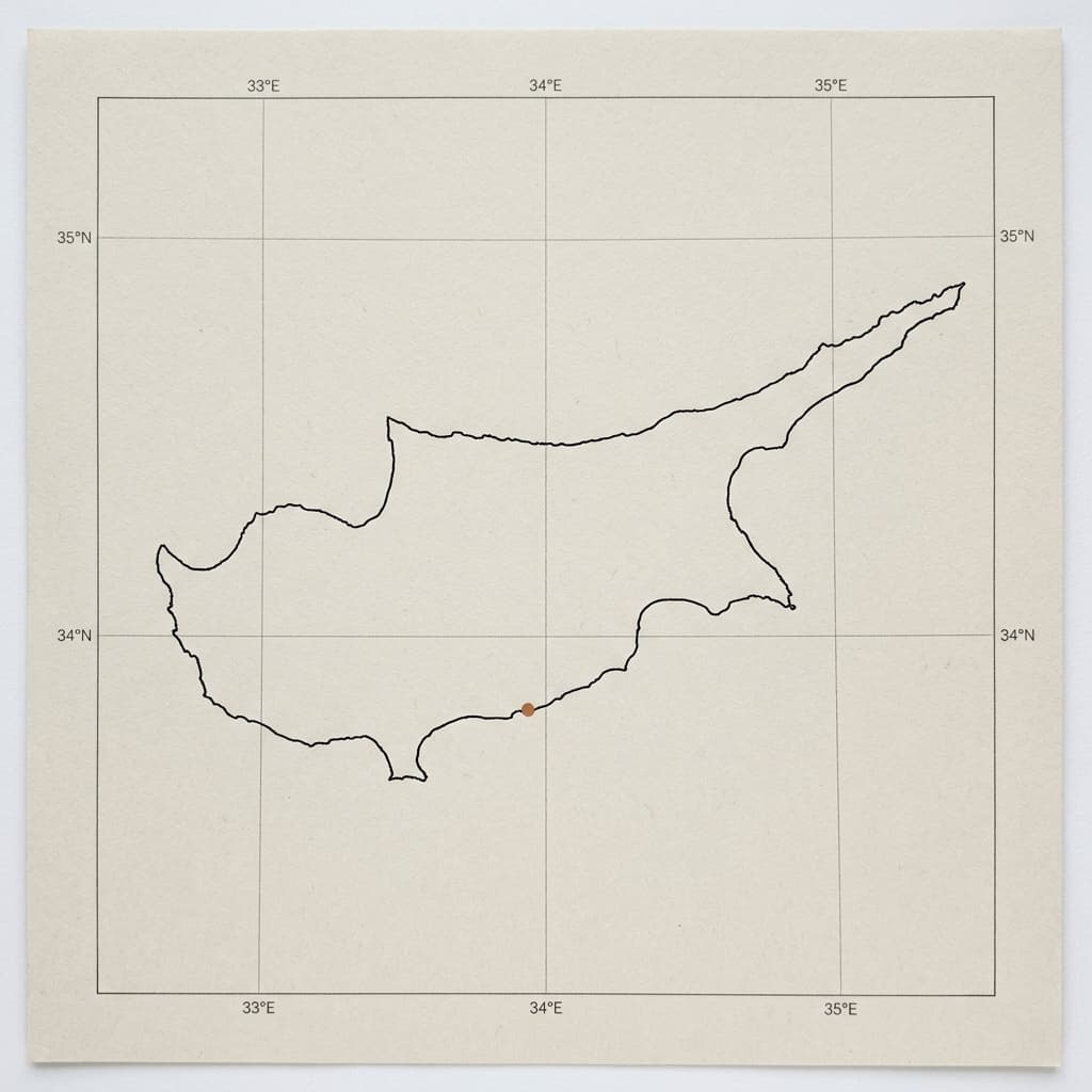Map of Cyprus as an EU member state, marking the Vasilikos site