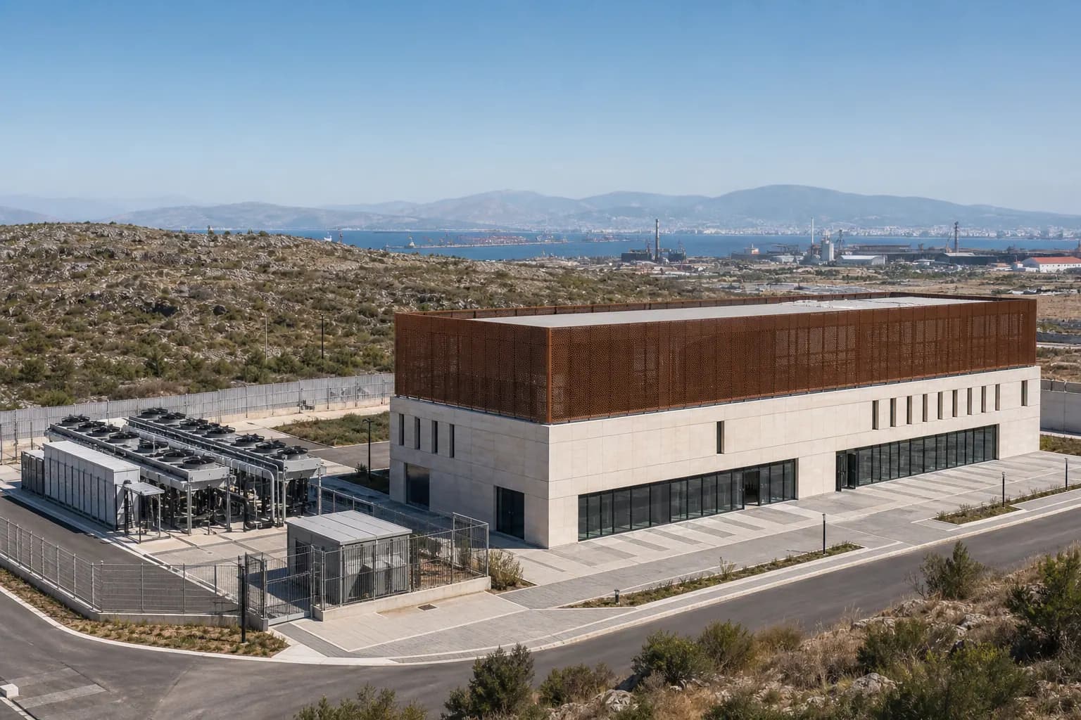 Greece Megara campus concept — illustrative