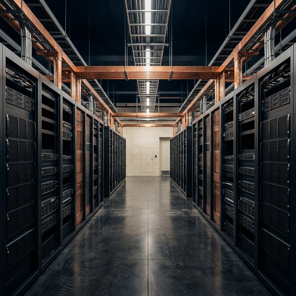 Design visualization of a planned Galaxy server hall. Pre-construction — not a live facility.